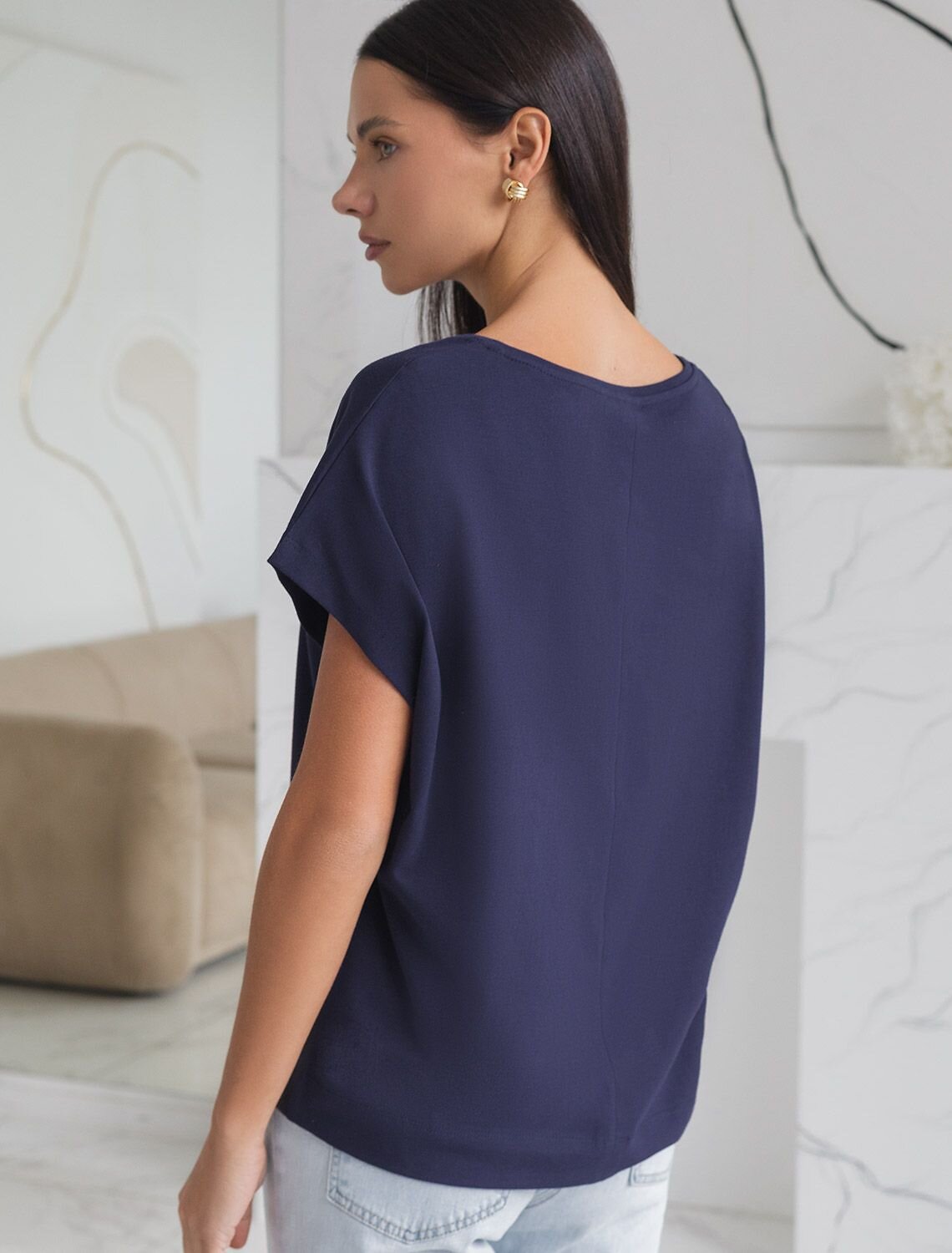 VILATTE Футболка 575112 D49.100 темно-синий