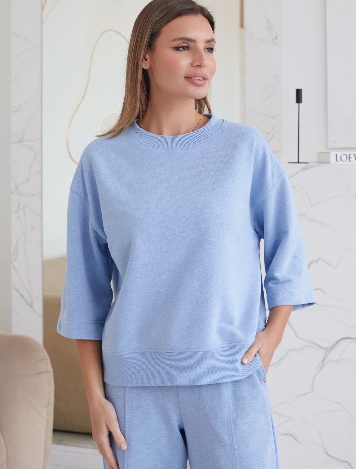 VILATTE Джемпер 575116 D49.139 голубой меланж