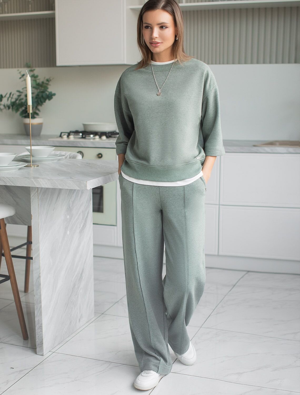 VILATTE Джемпер 575121 D49.139 оливковый меланж