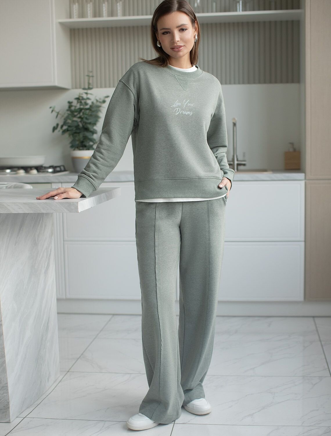 VILATTE Джемпер 575123 D49.140 оливковый меланж_dreams