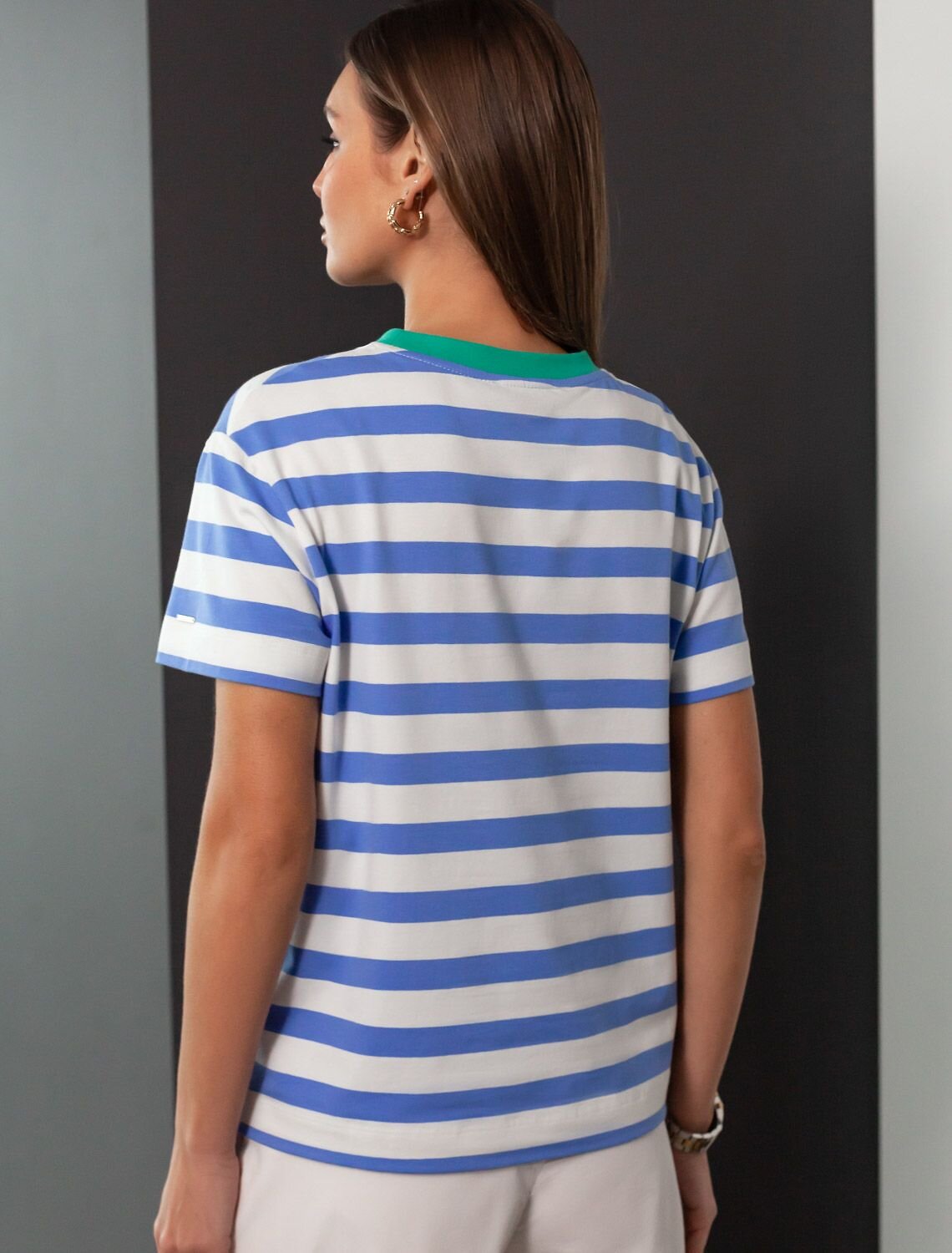 VILATTE Футболка 575413 D49.989 белый-васильковый