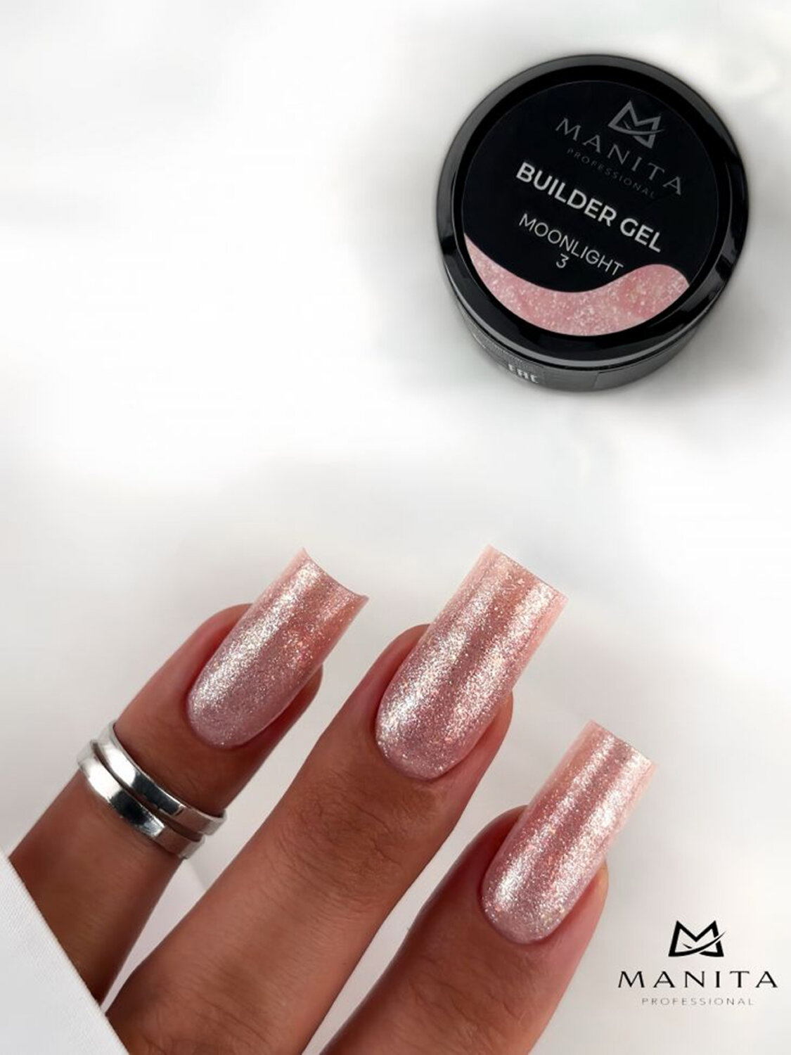 MANITA Гель моделирующий для ногтей с хлопьями юки / Builder Gel Moonlight №03, 15 мл 575767 28226 