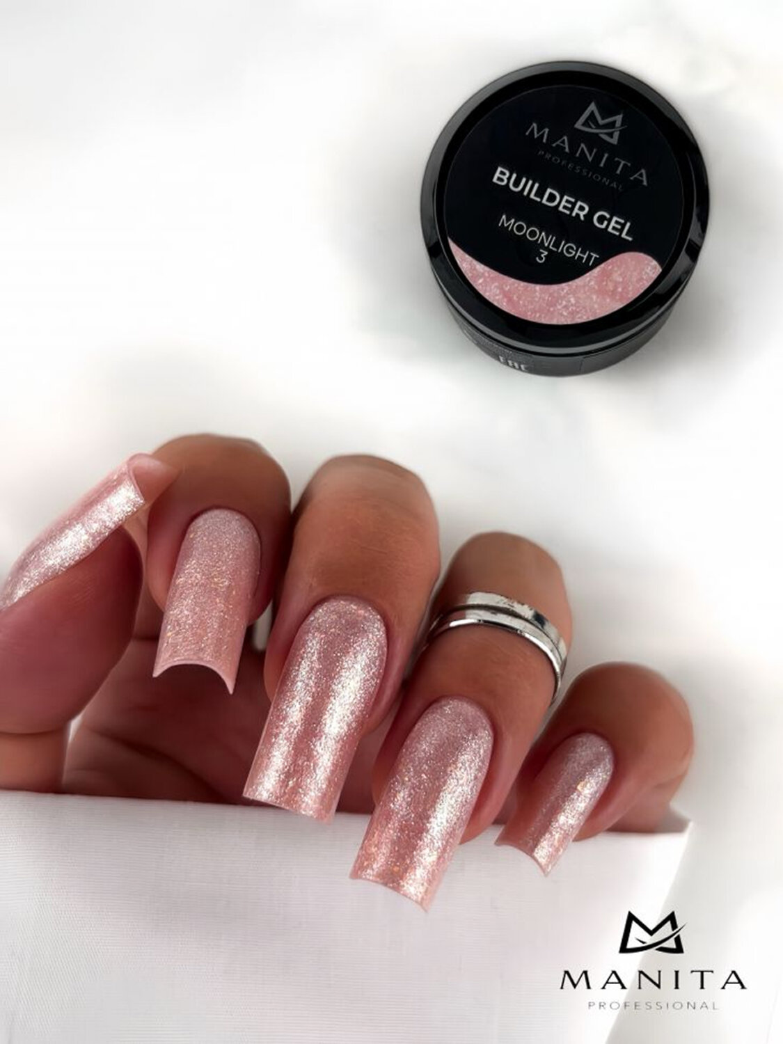 MANITA Гель моделирующий для ногтей с хлопьями юки / Builder Gel Moonlight №03, 15 мл 575767 28226 