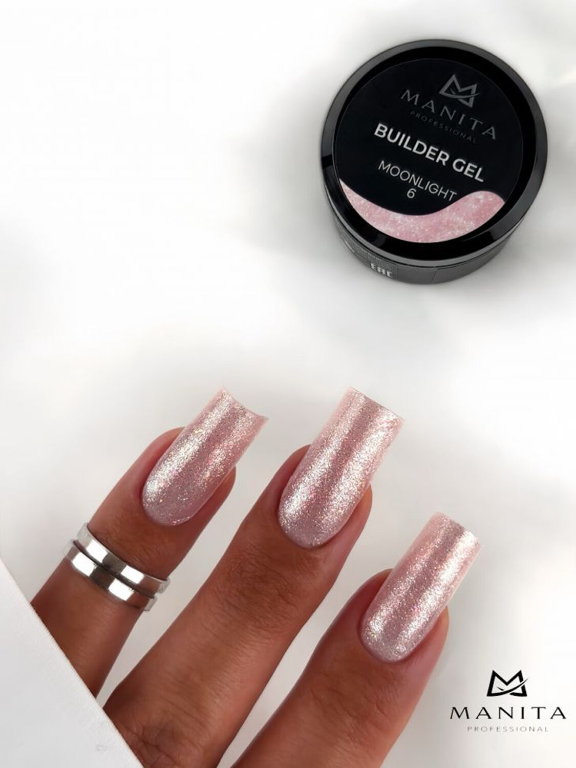 MANITA Гель моделирующий для ногтей с хлопьями юки / Builder Gel Moonlight №06, 15 мл 575785 28229 