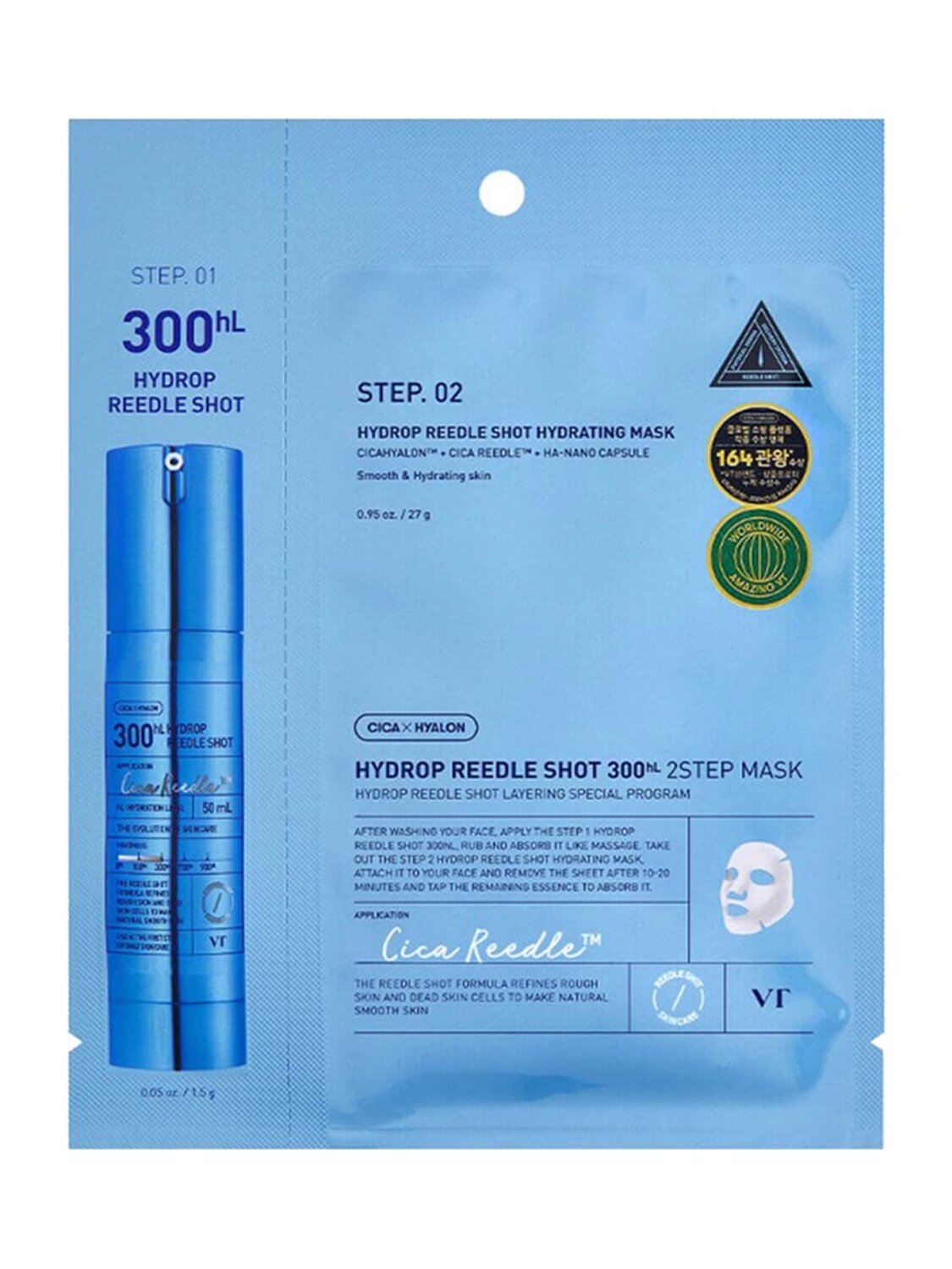 VT Cosmetics Интенсивная увлажняющая маска с микроиглами / Hydrop Reedle Shot 300hL 2 Step Mask, 1,5 г + 27 г 575814 28271 