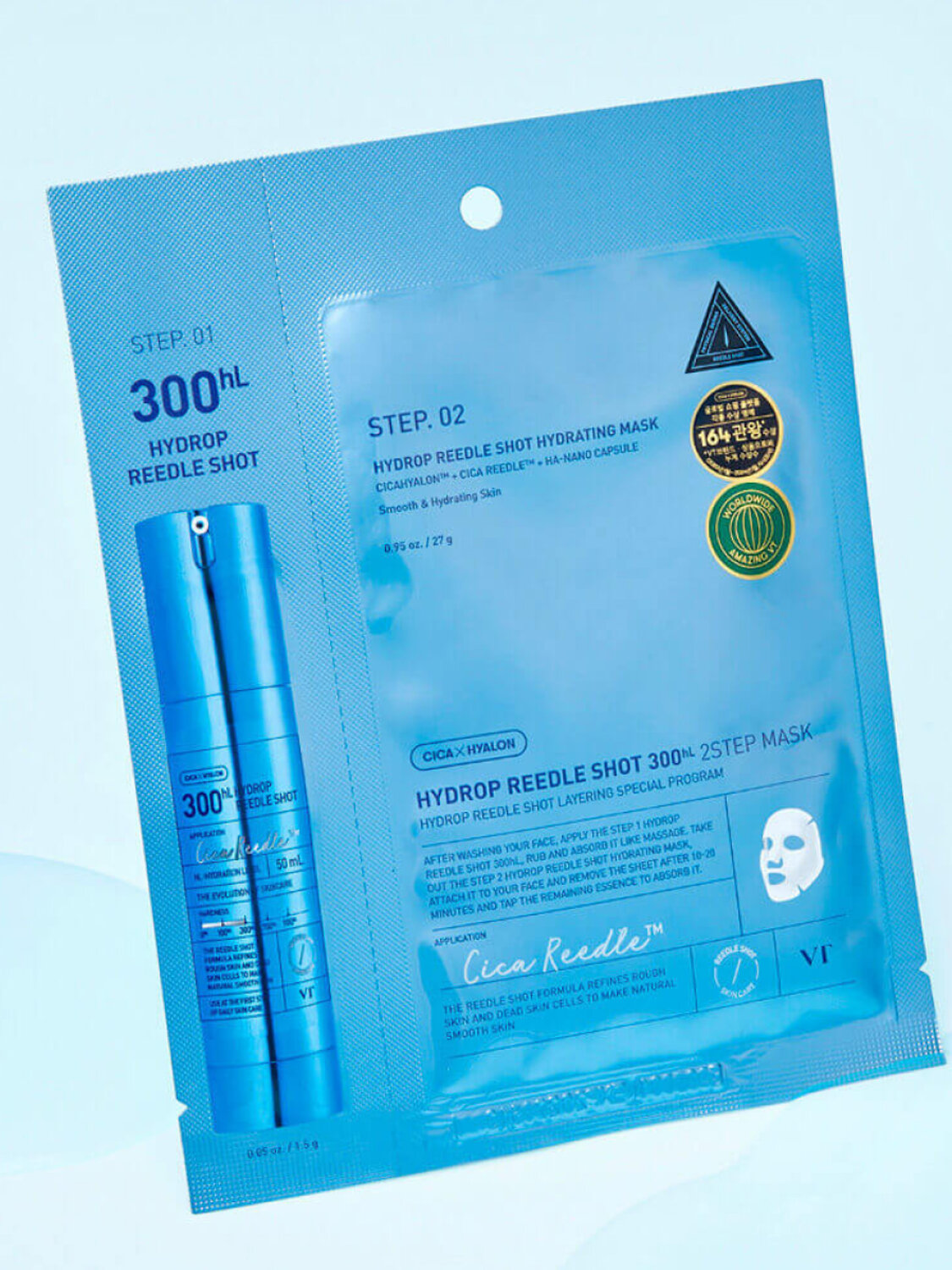 VT Cosmetics Интенсивная увлажняющая маска с микроиглами / Hydrop Reedle Shot 300hL 2 Step Mask, 1,5 г + 27 г 575814 28271 