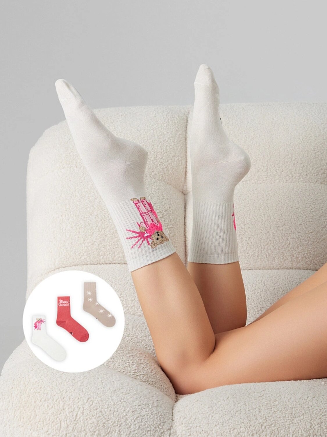 MARK FORMELLE Женские носки 575919 217A-3426 молочный /я.красный /капучино/