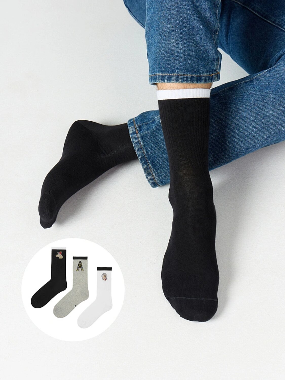 MARK FORMELLE Мужские носки 575961 107A-2492 черный /серый меланж /белый/