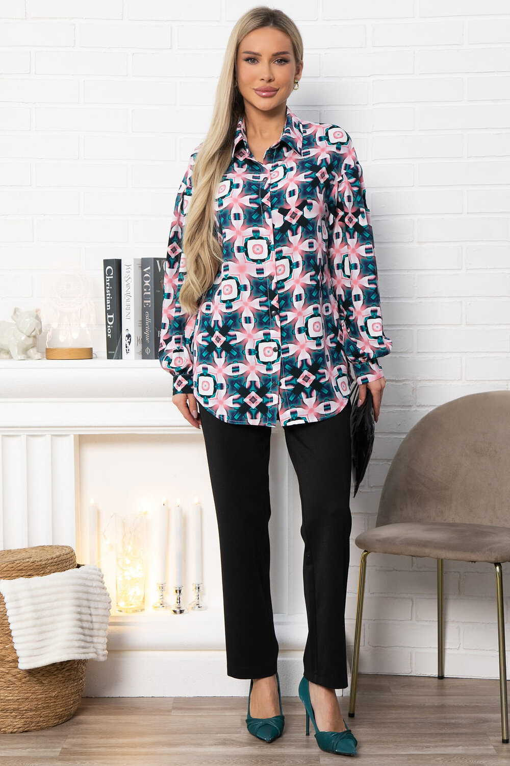 LT Collection Блуза 576070 Б14857-14М бирюзово-розовый