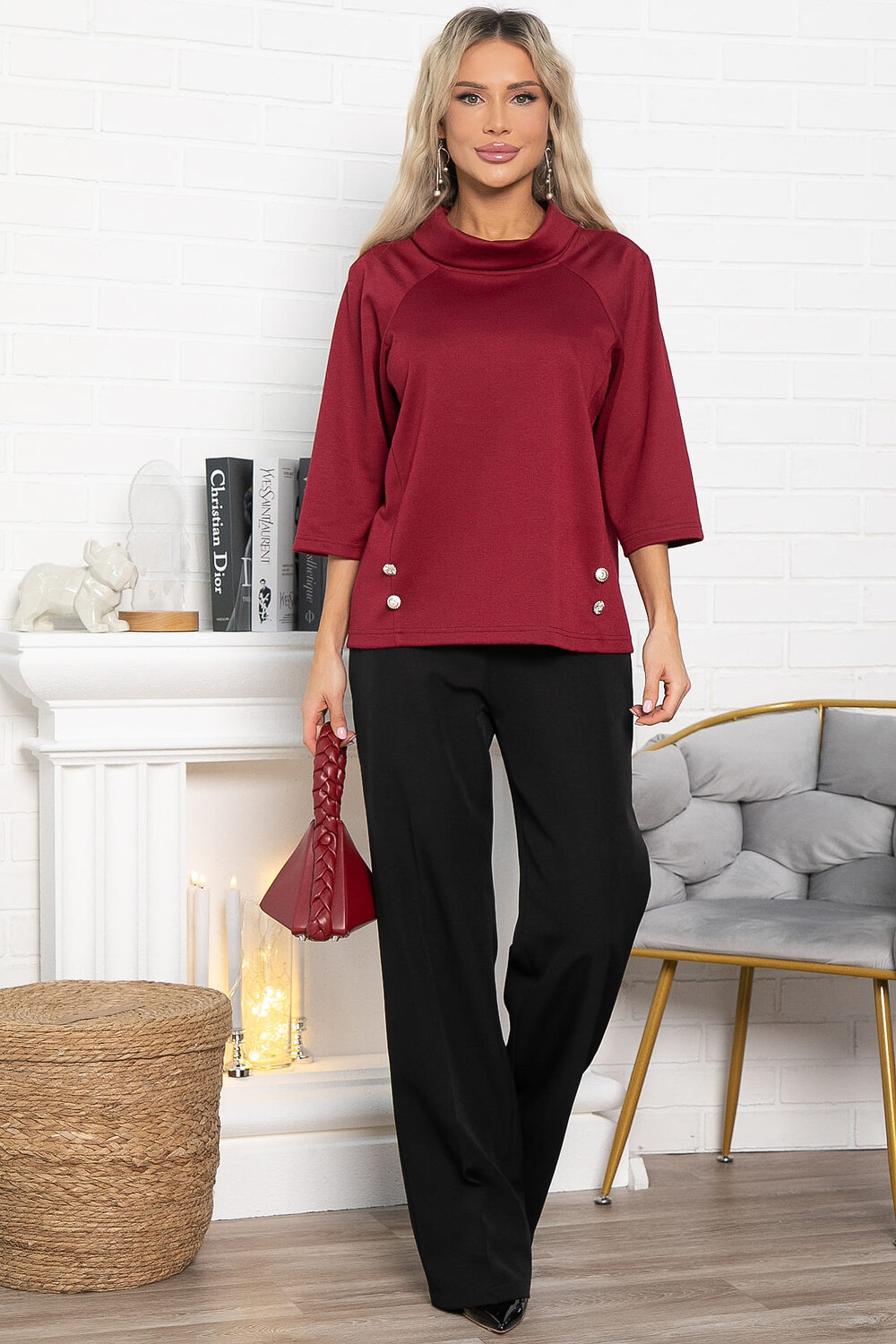 LT Collection Джемпер 576073 Б15003-18М бордовый