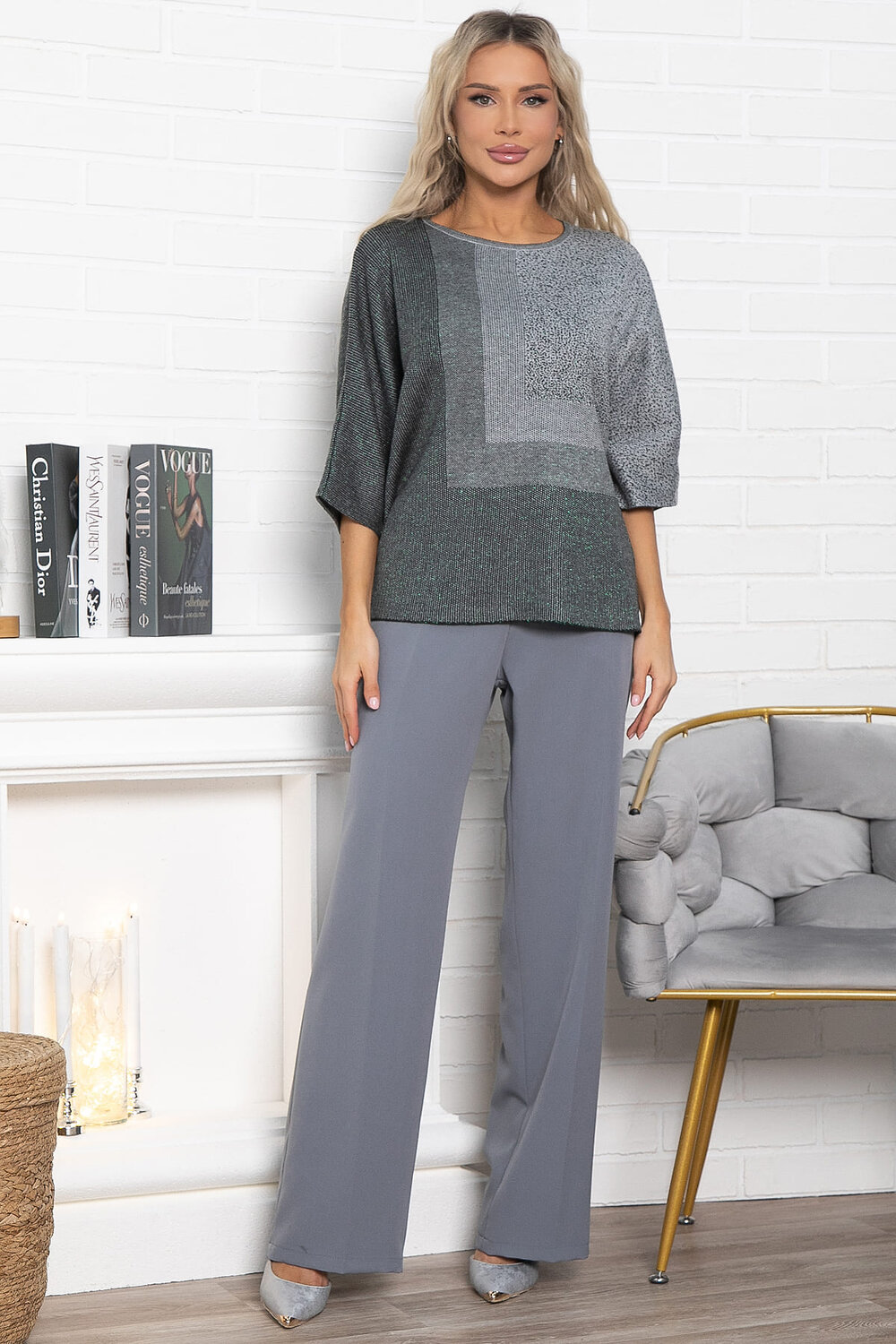 LT Collection Джемпер 576077 Б14998-4М серый