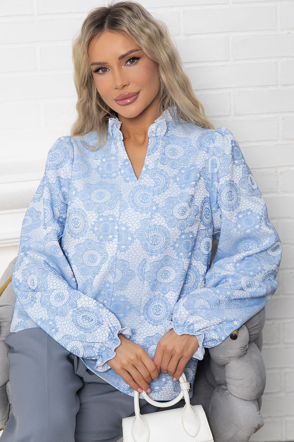 LT Collection Блуза 576084 Б15015-18М голубой