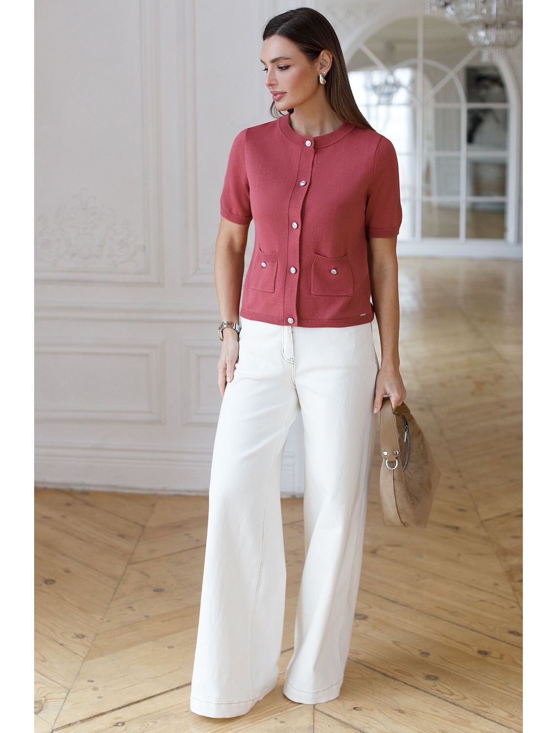 VILATTE Кардиган 576090 D31.151 пыльно-розовый