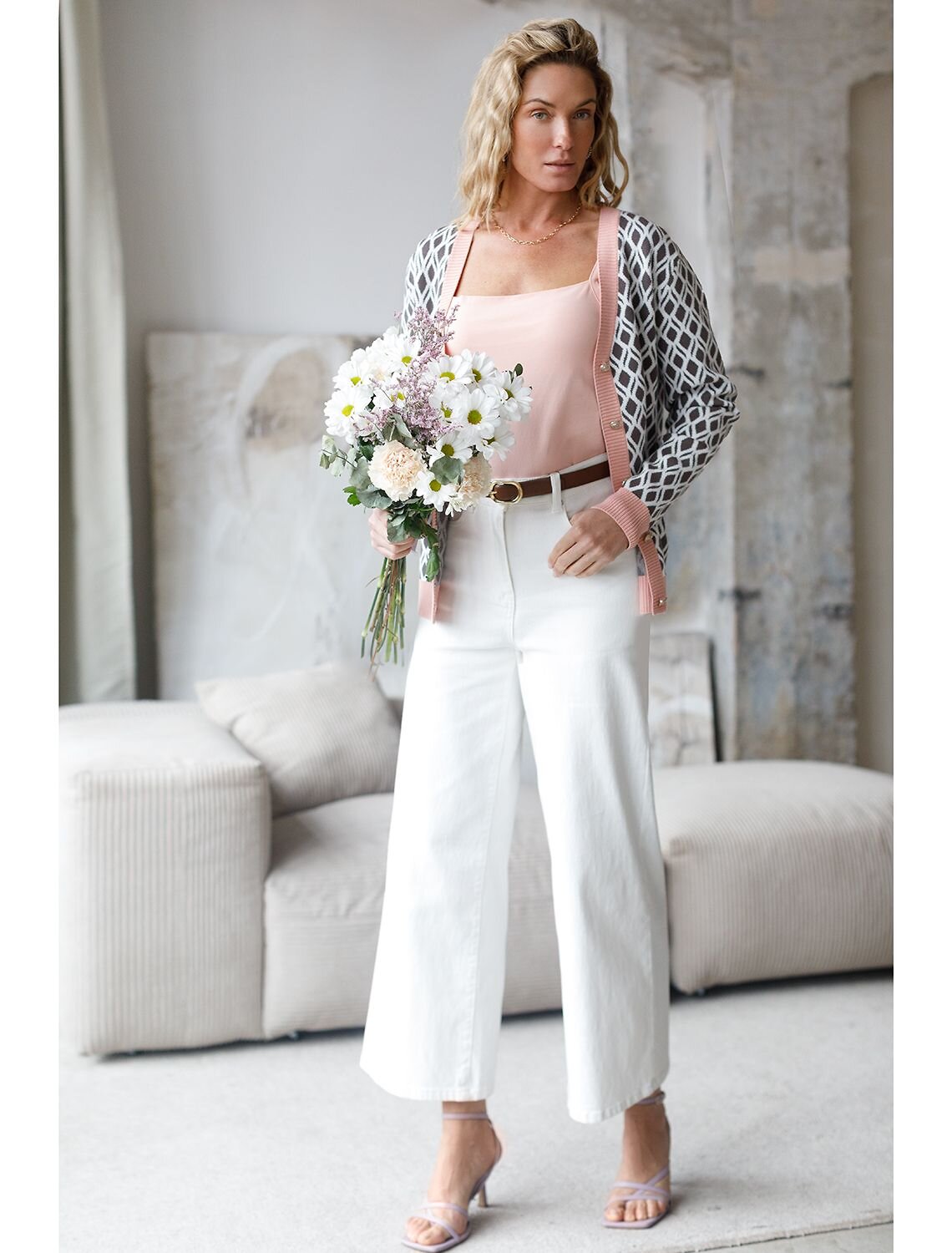 VILATTE Кардиган 576094 D31.152 кофейный-белый