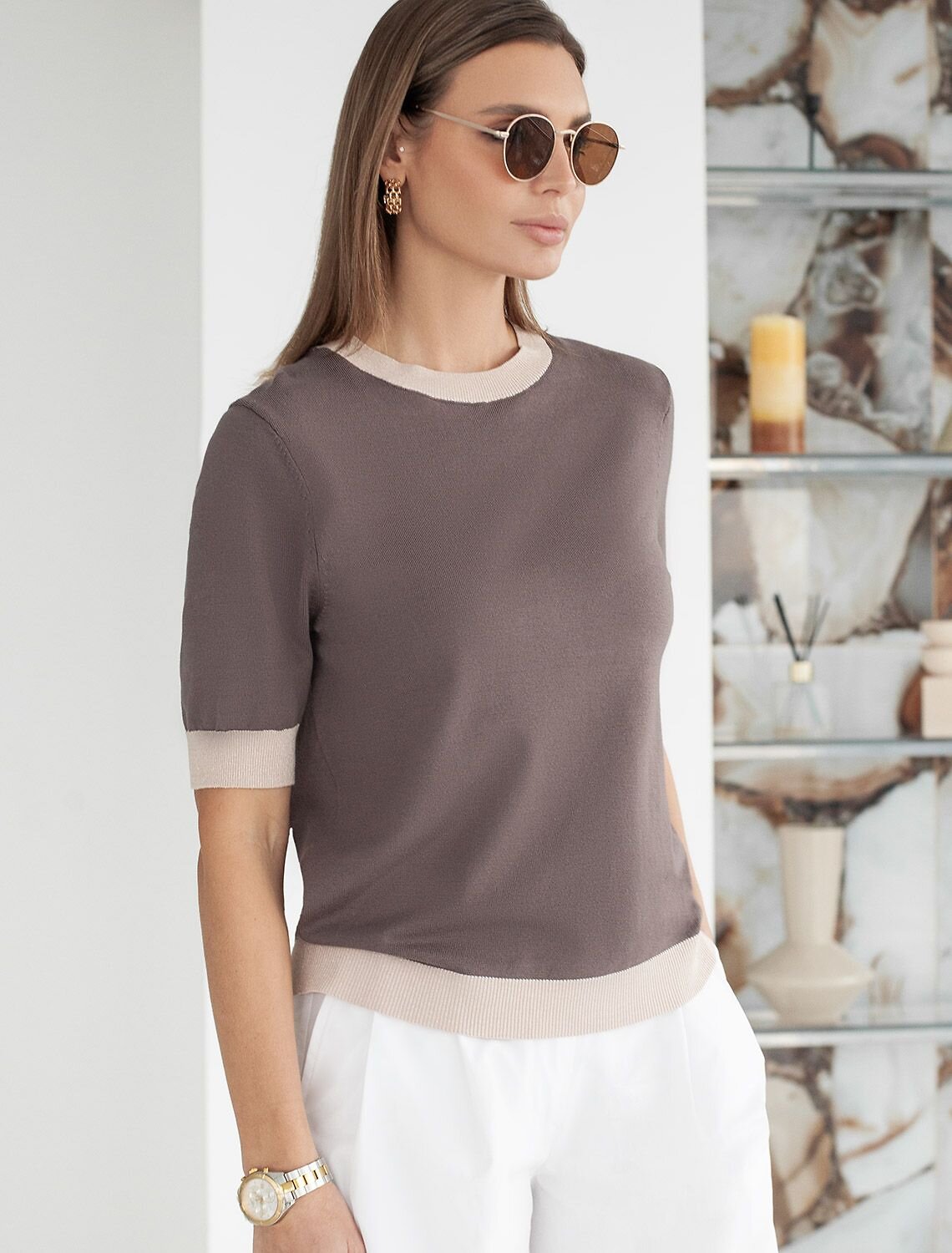 VILATTE Джемпер 576109 D39.388 кофейный