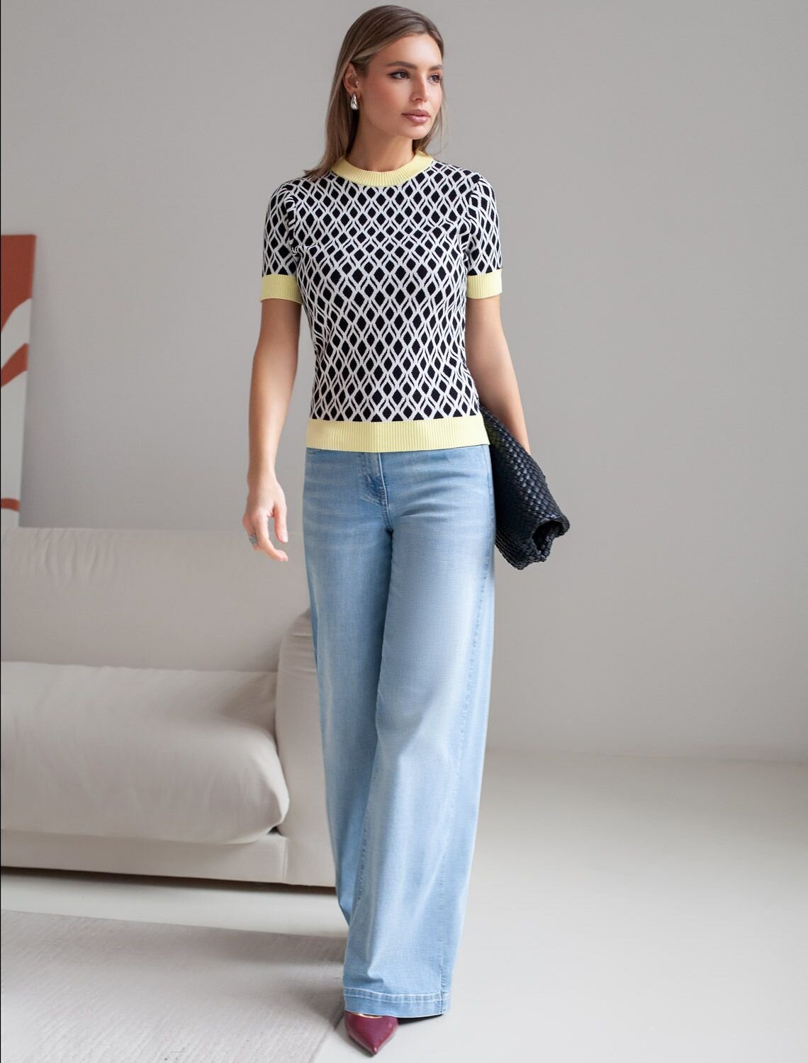 VILATTE Джемпер 576120 D39.402 белый-черный