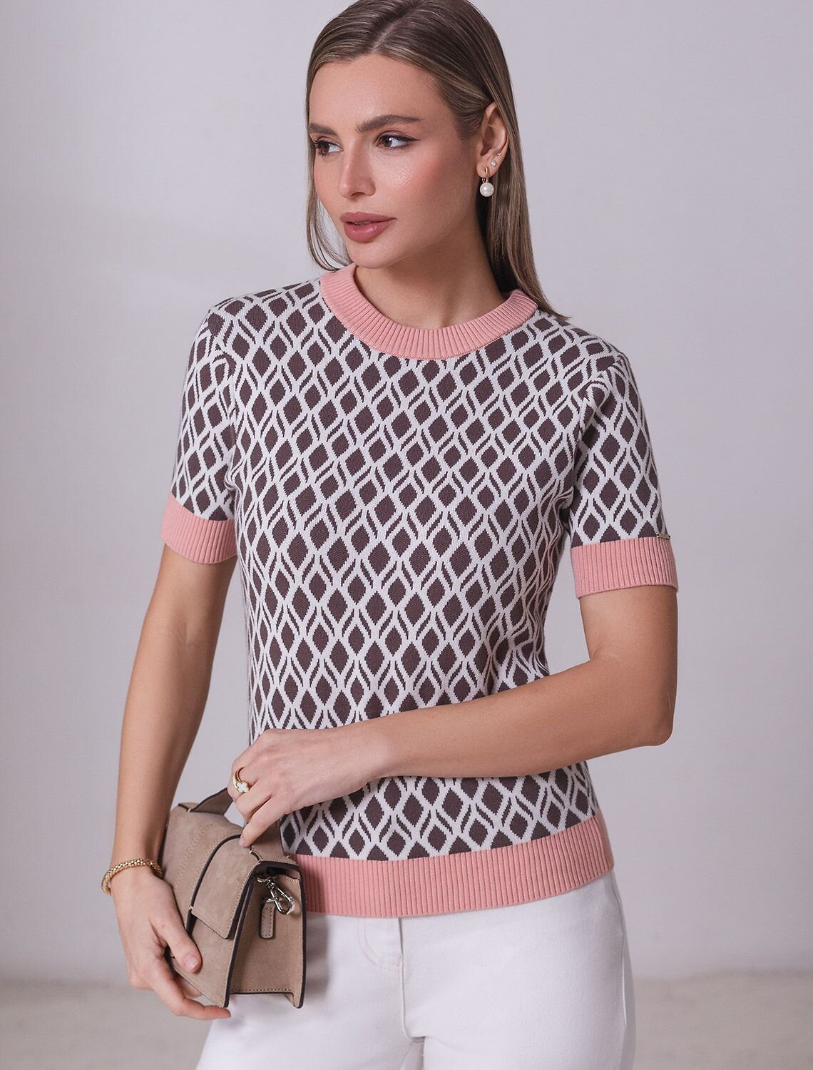 VILATTE Джемпер 576121 D39.402 кофейный-белый