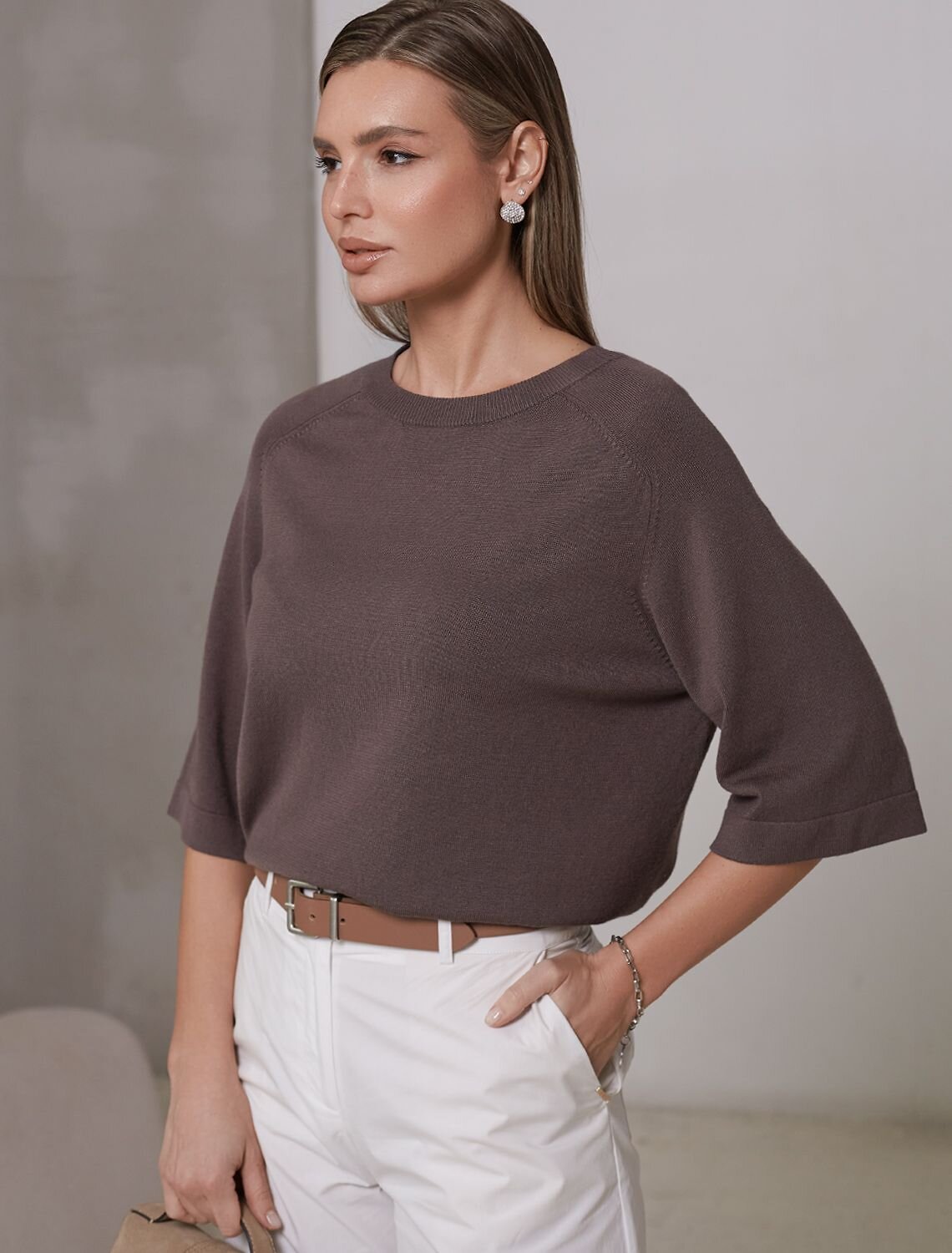 VILATTE Джемпер 576123 D39.403 кофейный