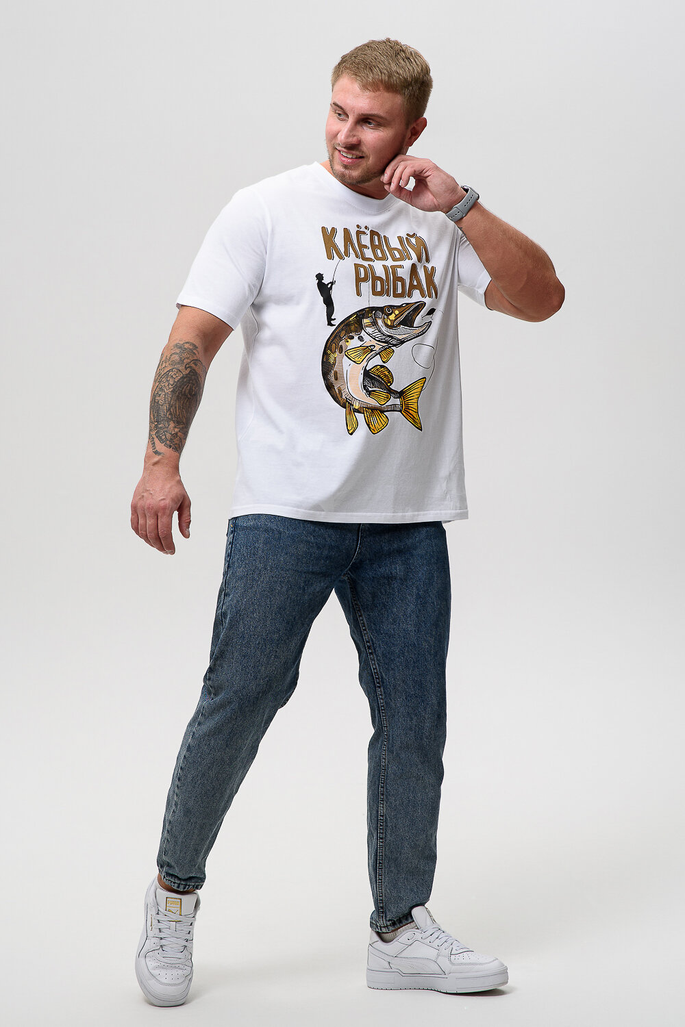 Натали Футболка 576148 8539 белый+рыбак