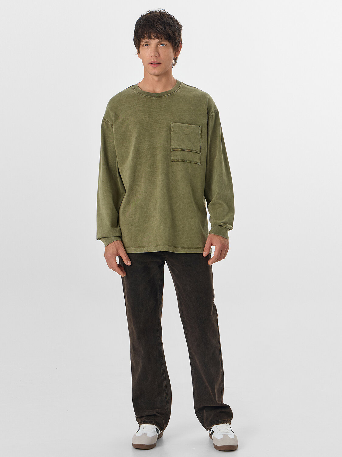 MARK FORMELLE Лонгслив 576449 121964 ACID WASH зимний мох