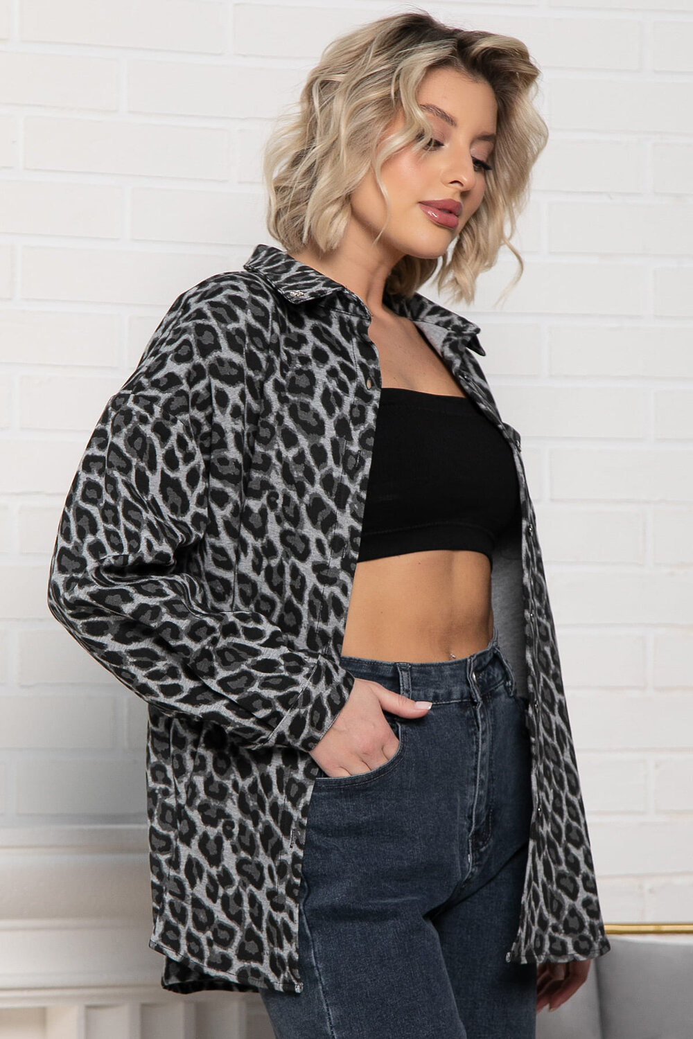 LT Collection Рубашка 576621 Б14960-18М серый.черный