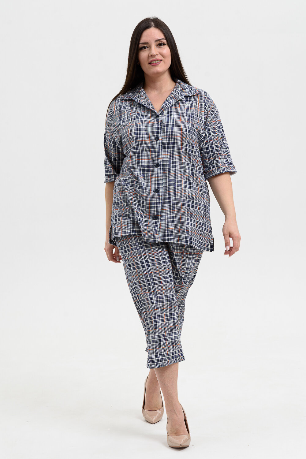 Натали Рубашка 576655 21603 серая клетка