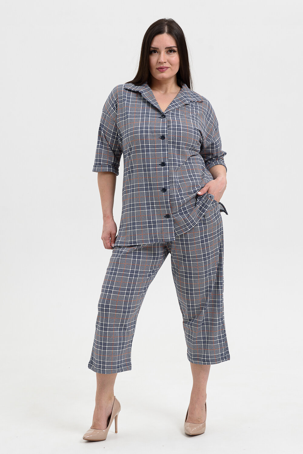 Натали Рубашка 576655 21603 серая клетка