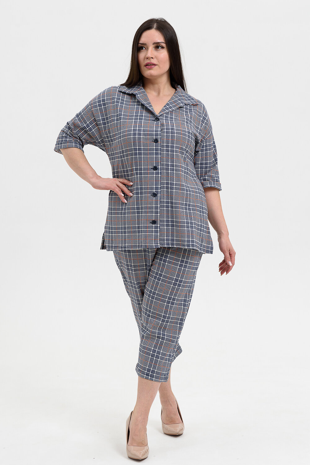 Натали Рубашка 576655 21603 серая клетка