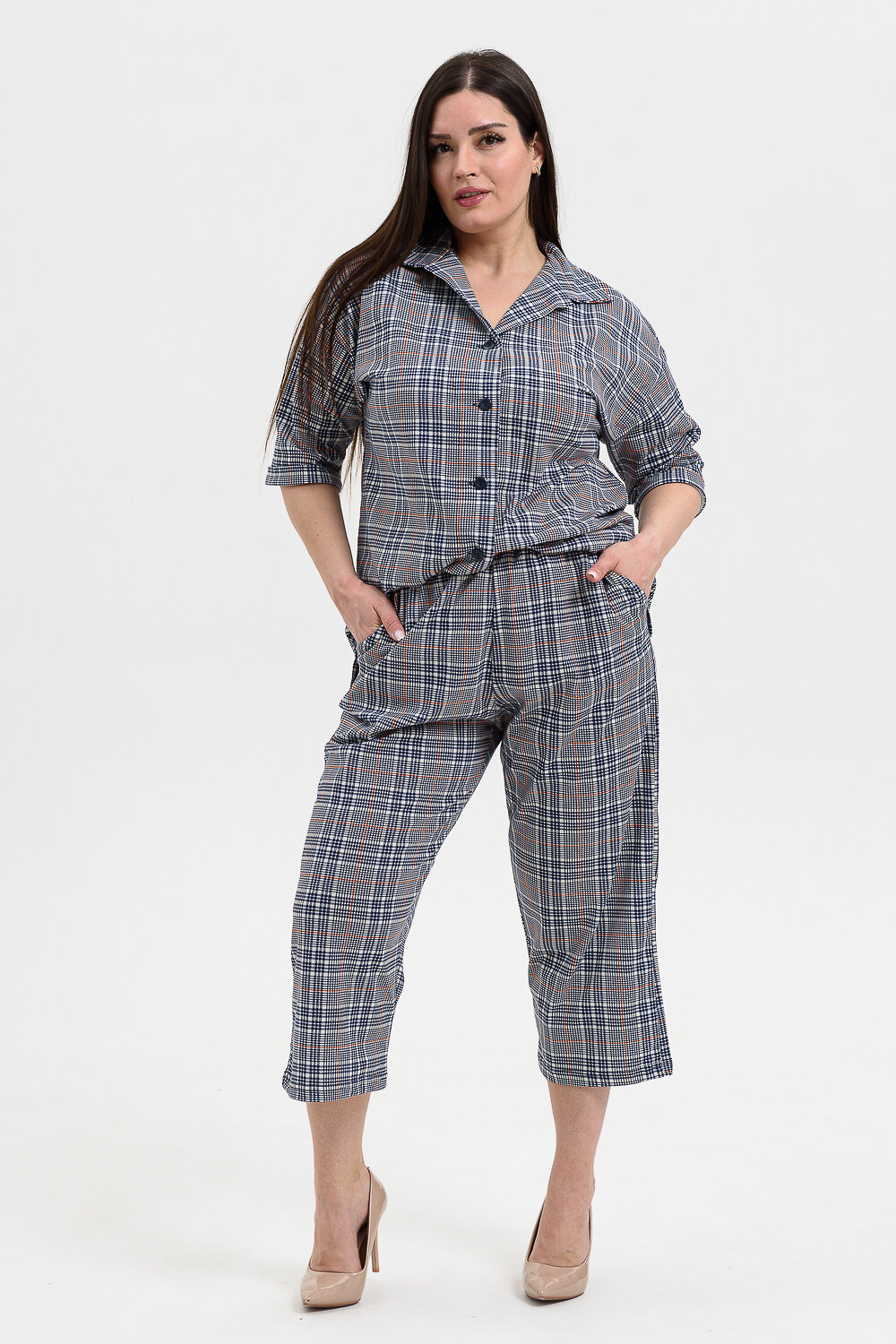 Натали Рубашка 576655 21603 серая клетка