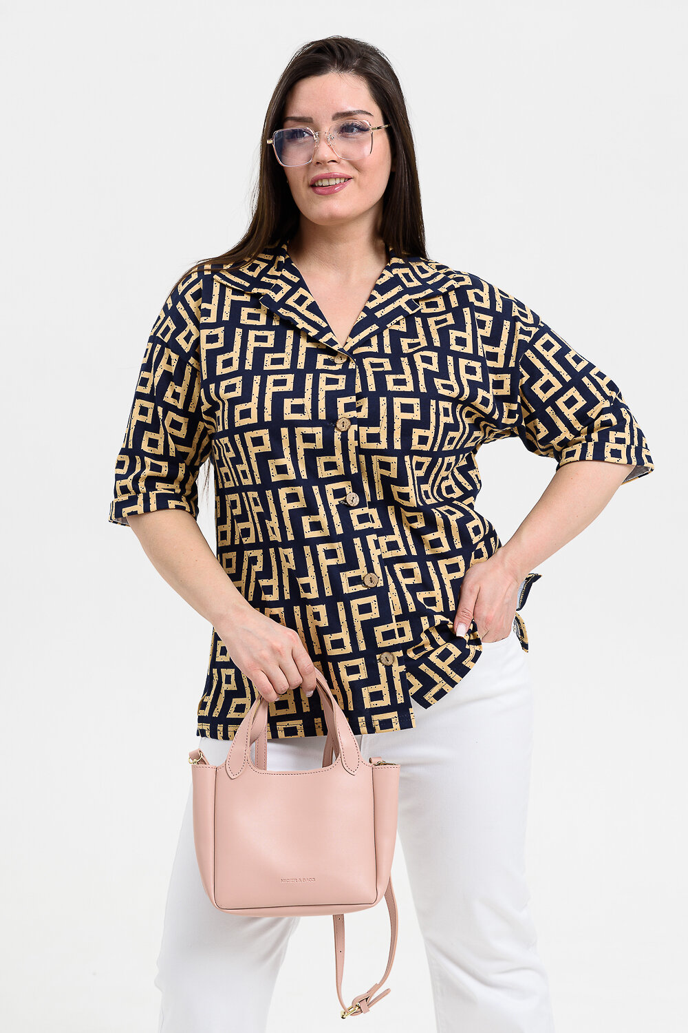 Натали Рубашка 576659 21603 орнамент синий