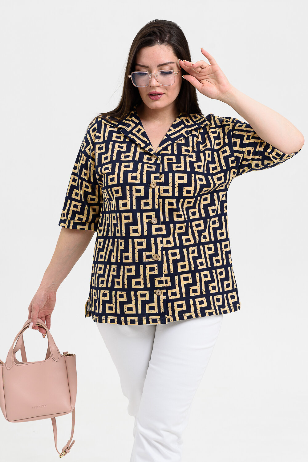 Натали Рубашка 576659 21603 орнамент синий