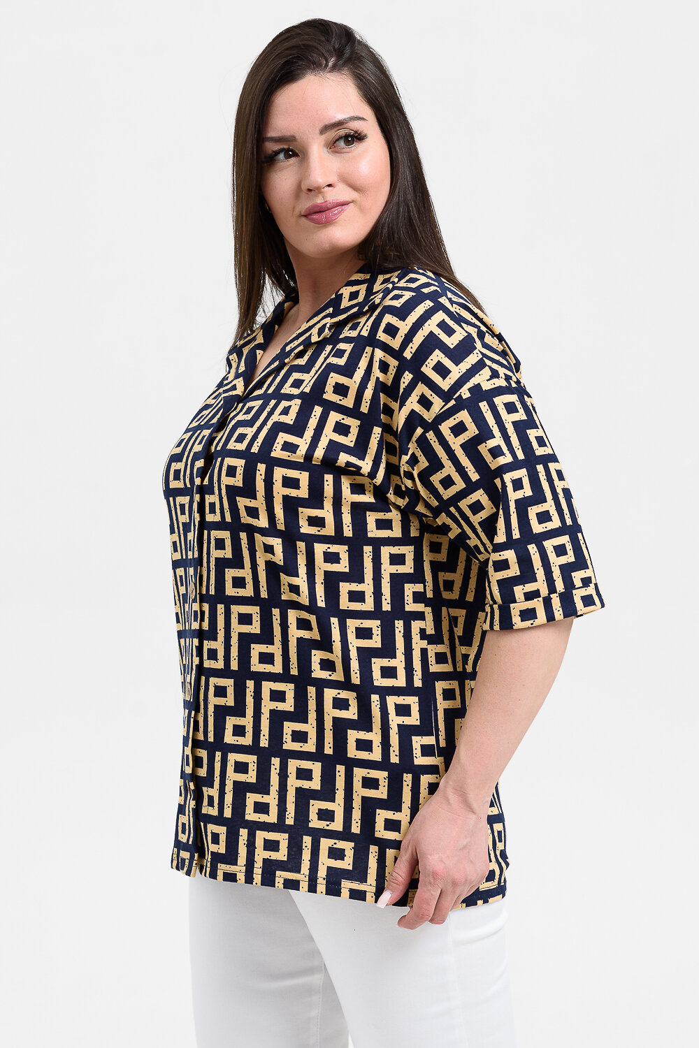 Натали Рубашка 576659 21603 орнамент синий