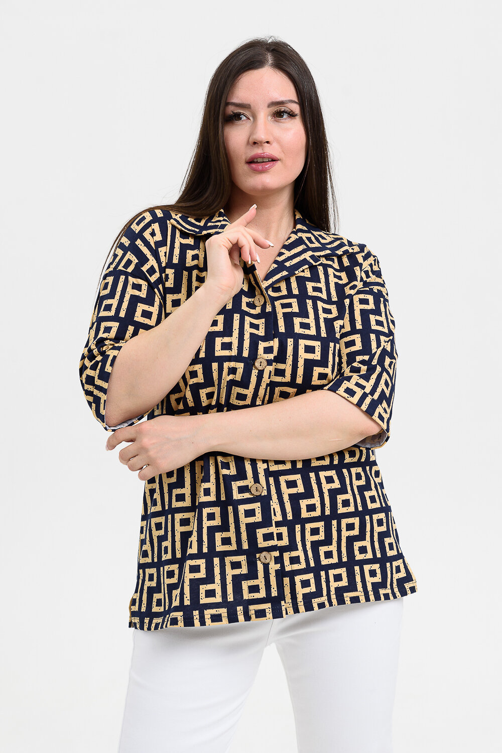 Натали Рубашка 576659 21603 орнамент синий