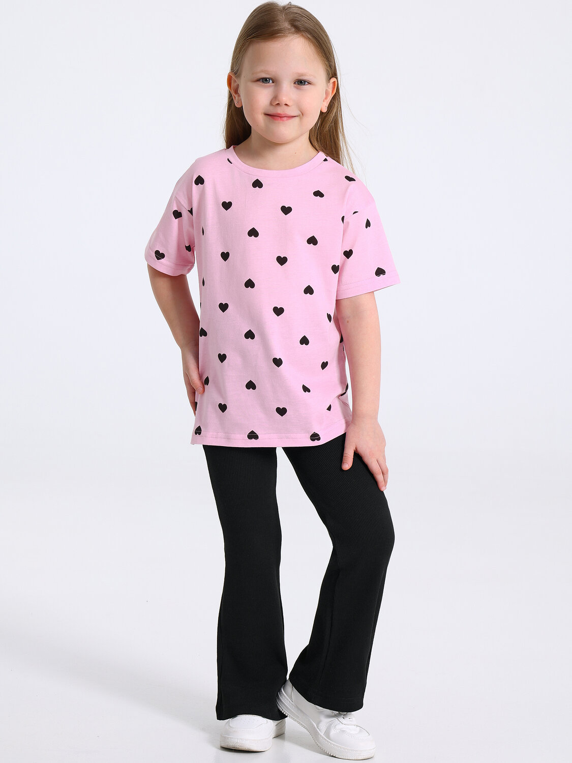 Апрель Комплект 576682 2ДФБ5914023н черные сердечки на светло-розовом+черный