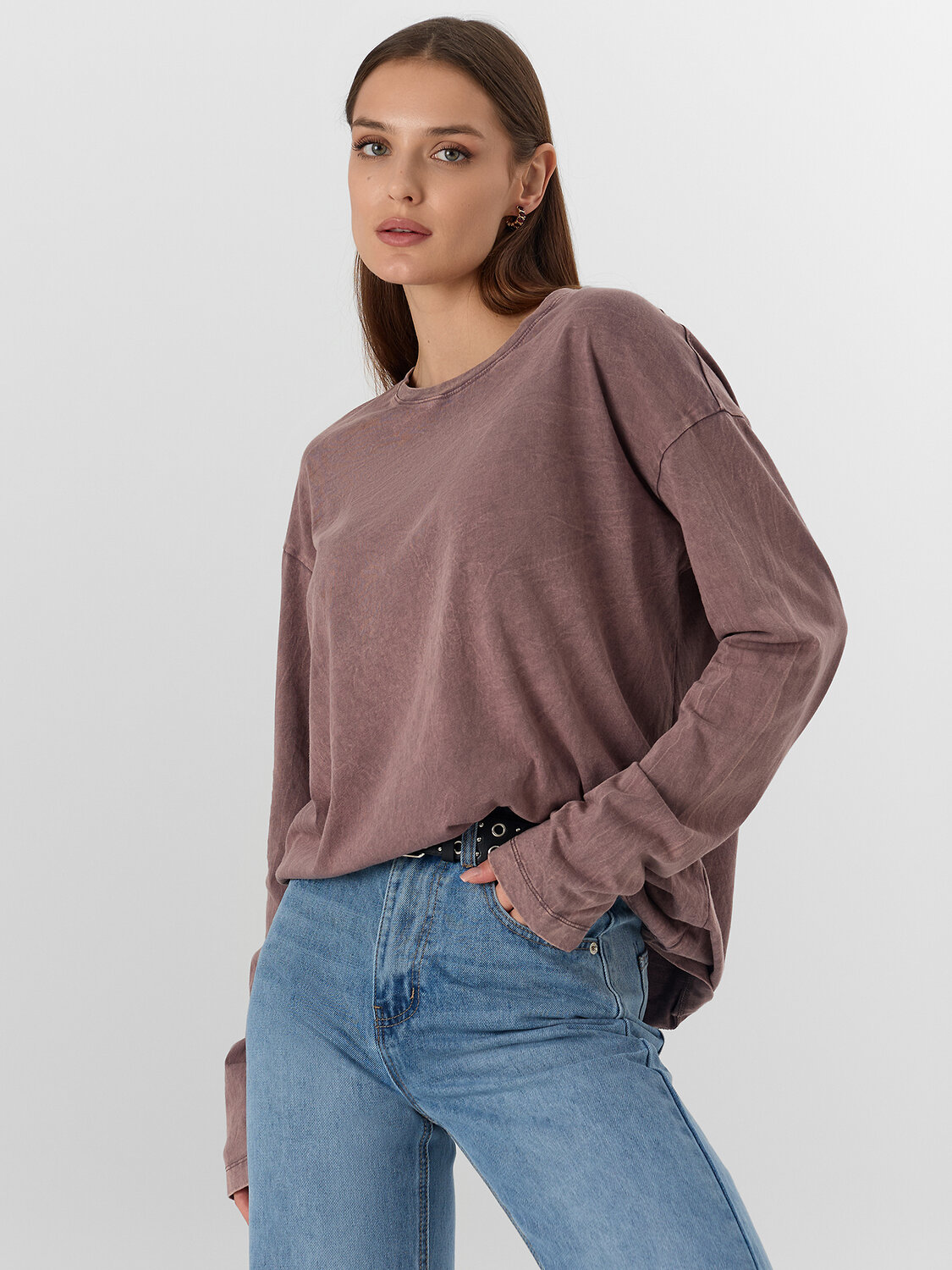 MARK FORMELLE Джемпер 576705 122868 ACID WASH бордово-серый