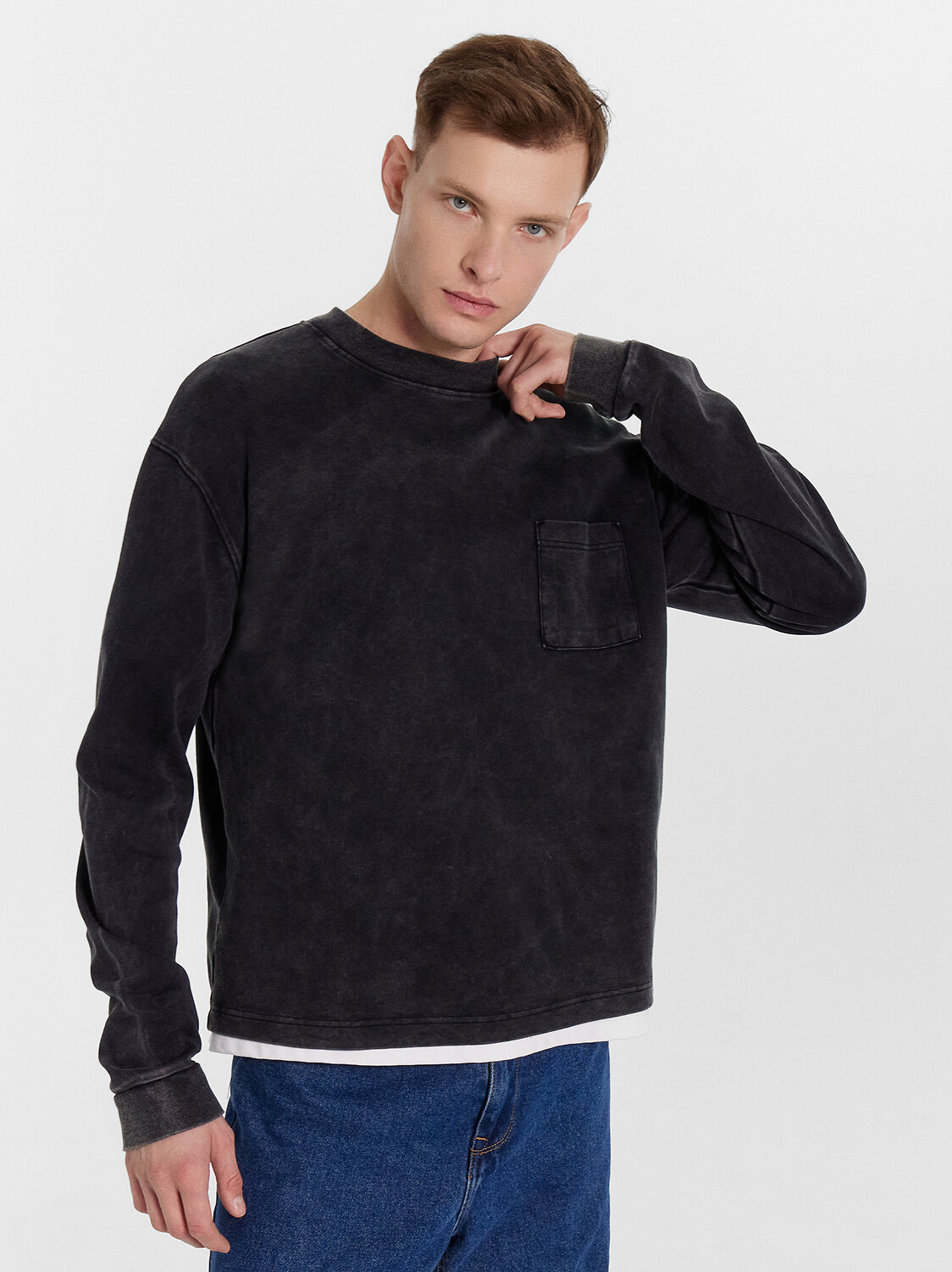 MARK FORMELLE Лонгслив 576717 121856/1 ACID WASH черный