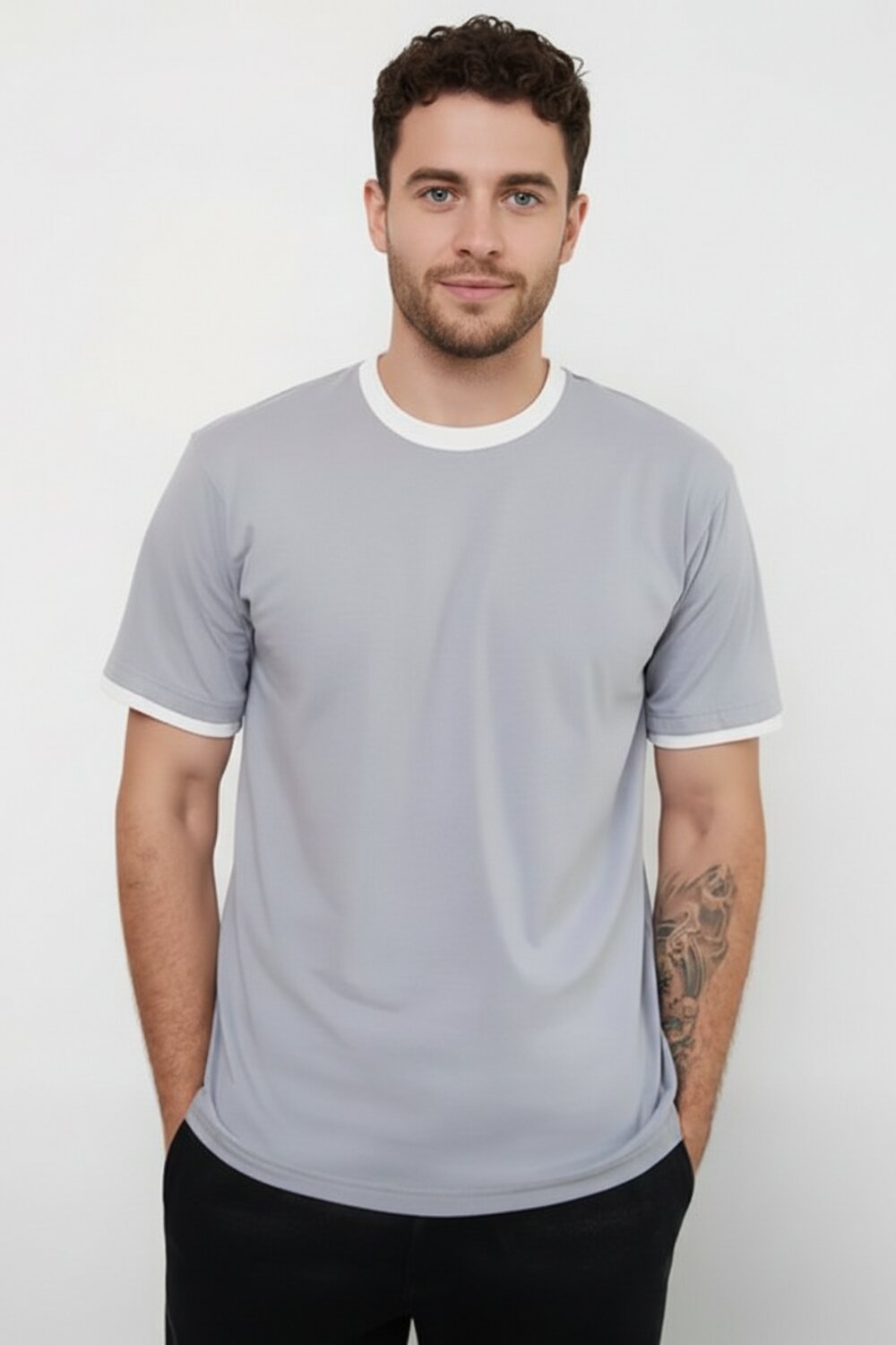 Натали Футболка 576848 14481 серый+белый