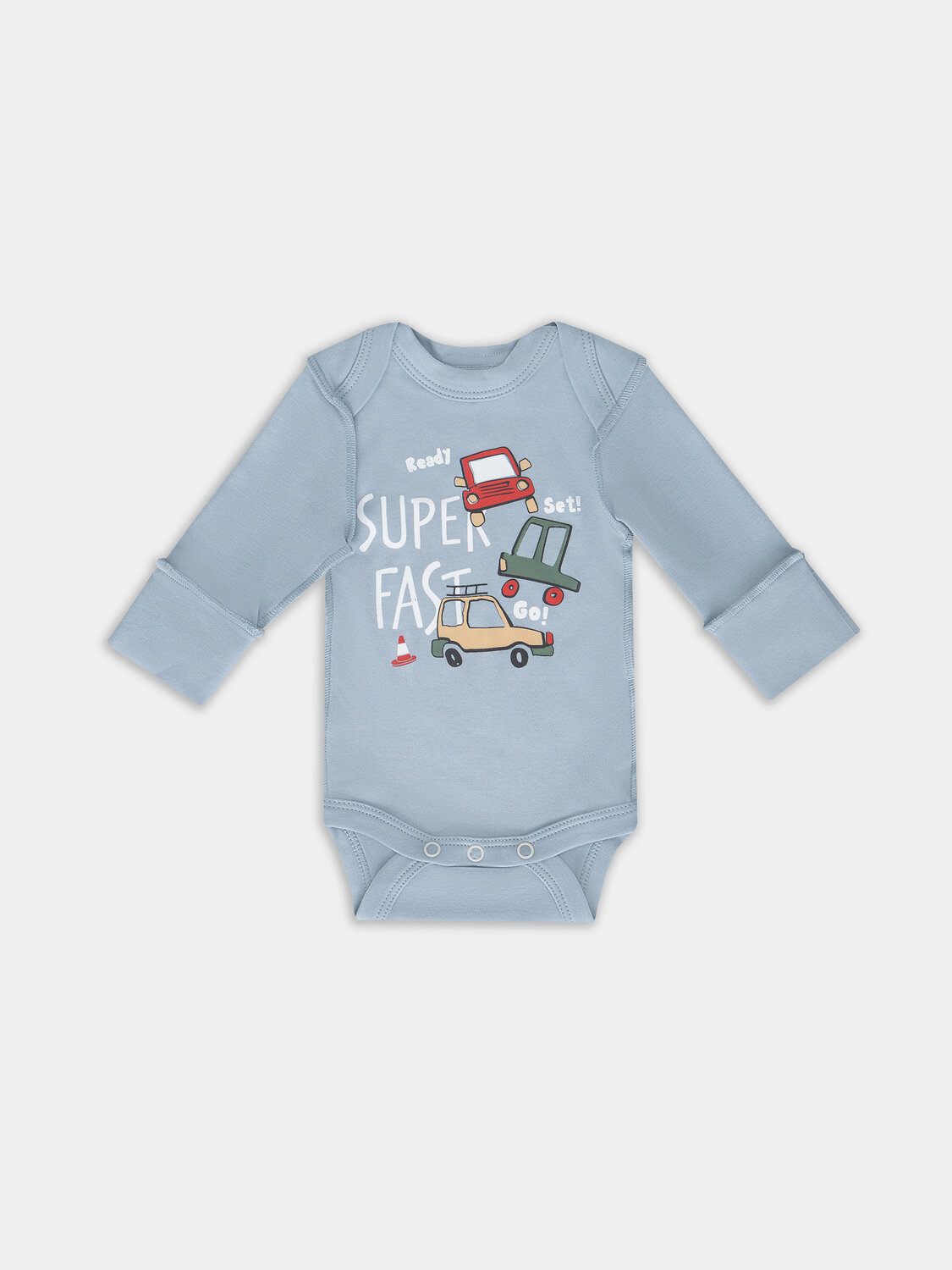 MARK FORMELLE Боди детское 576999 13016-1-3 морской +серо-голубой +тракторы на белом песке