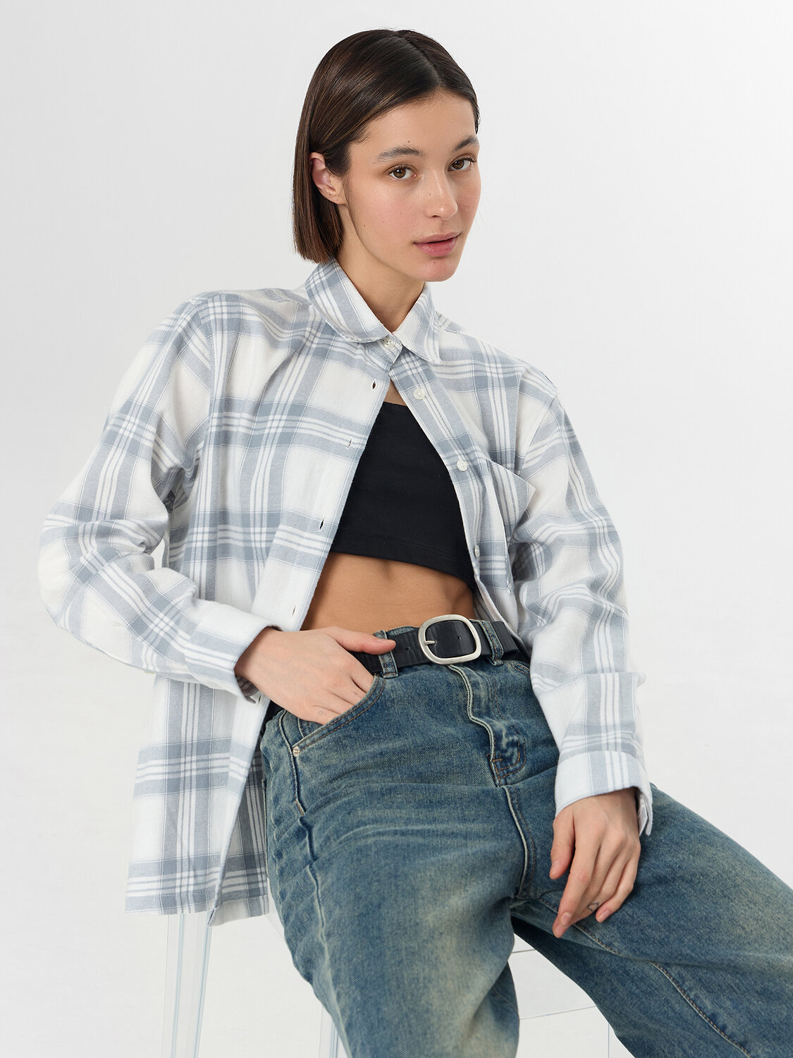 MARK FORMELLE Рубашка 577164 122963 серая клетка