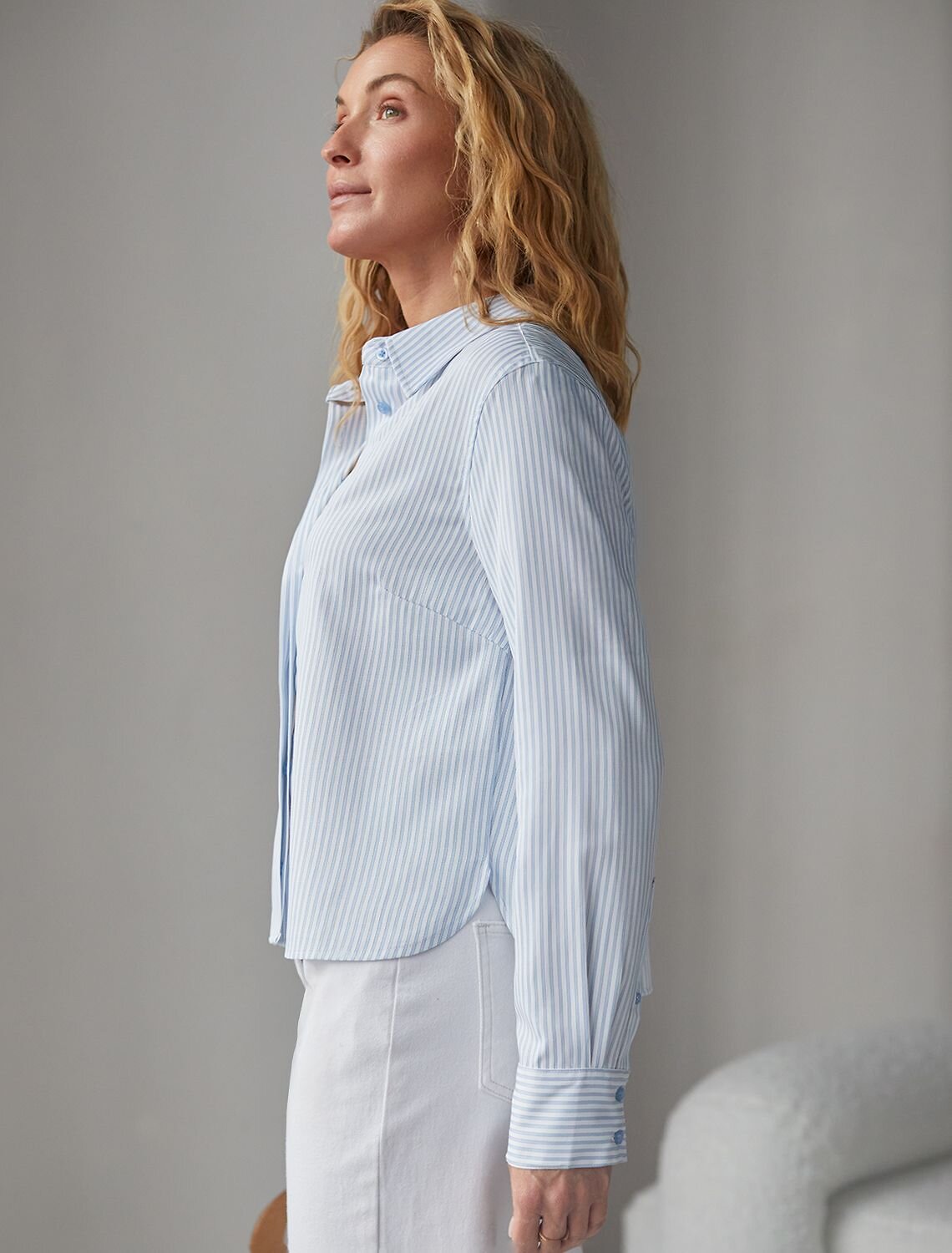 VILATTE Блузка 577461 D29.322 белый-голубой