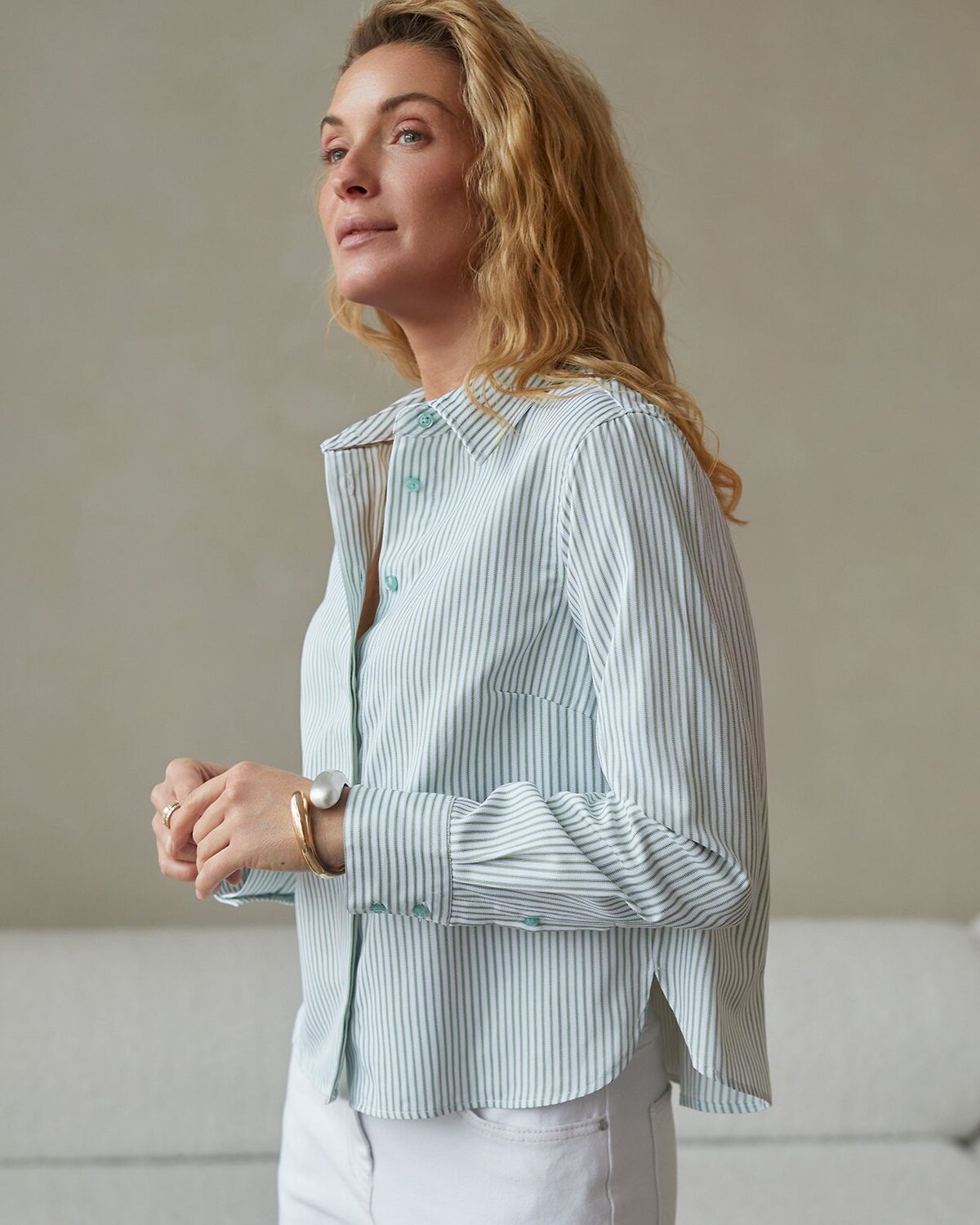 VILATTE Блузка 577462 D29.322 белый-фисташковый