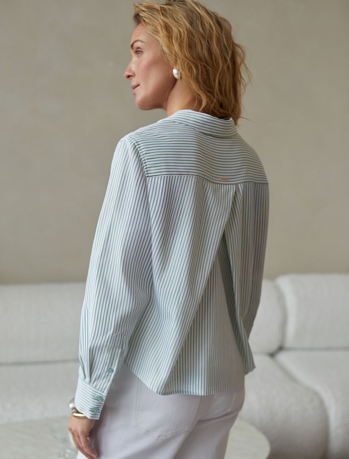 VILATTE Блузка 577462 D29.322 белый-фисташковый