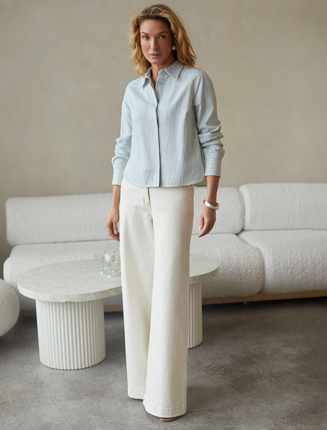 VILATTE Блузка 577462 D29.322 белый-фисташковый