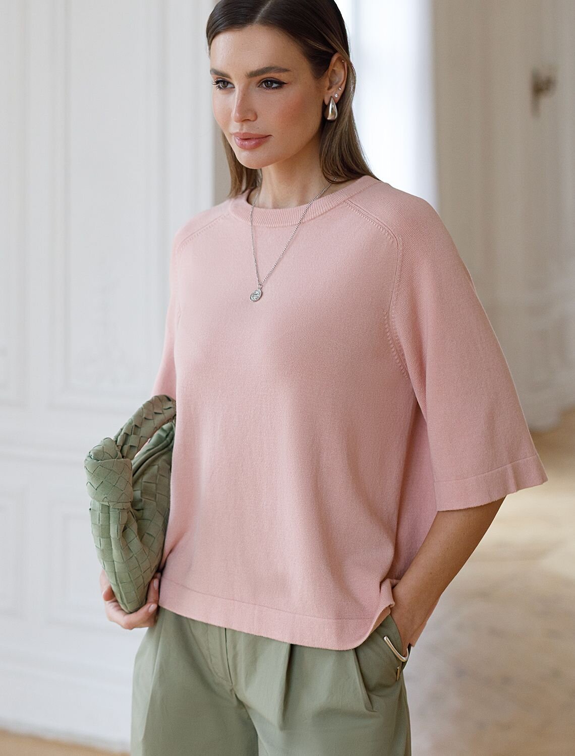 VILATTE Джемпер 577469 D39.403 пудровый