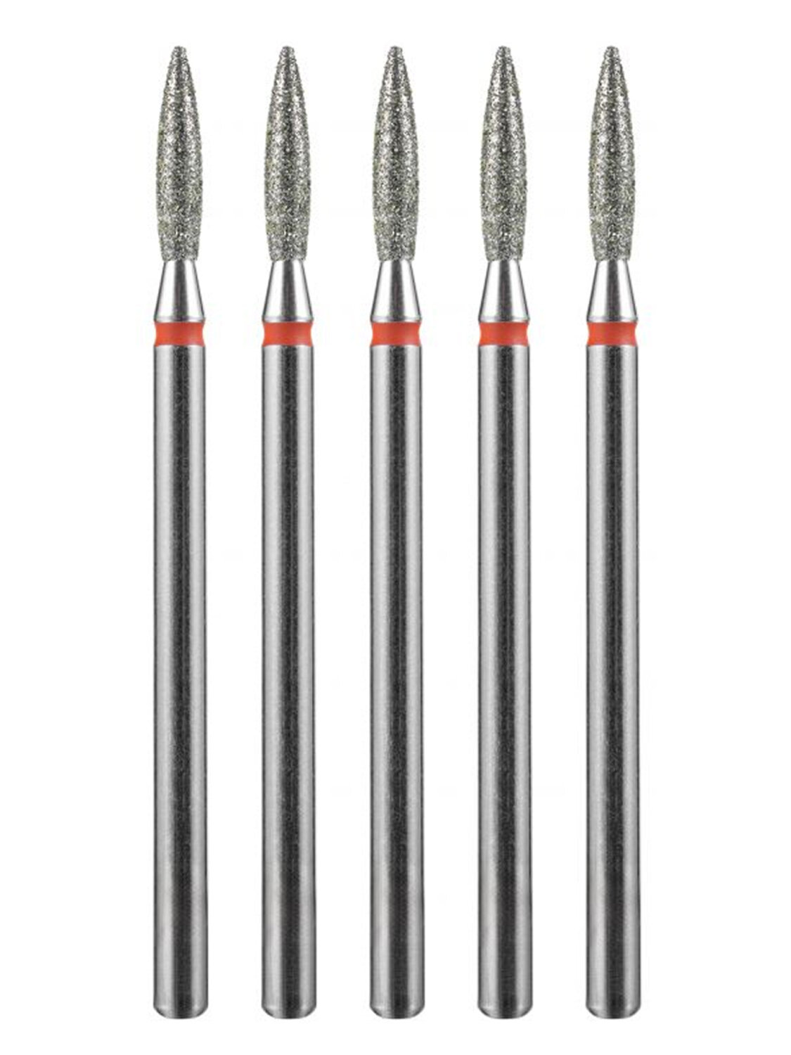 MANITA Фреза алмазная пламя острое удлиненное для аппаратного маникюра 856.104.243.100.021 ФАП-2.1 10М, красная насечка, ø 2,1 мм, 5 шт. 577561 28342 