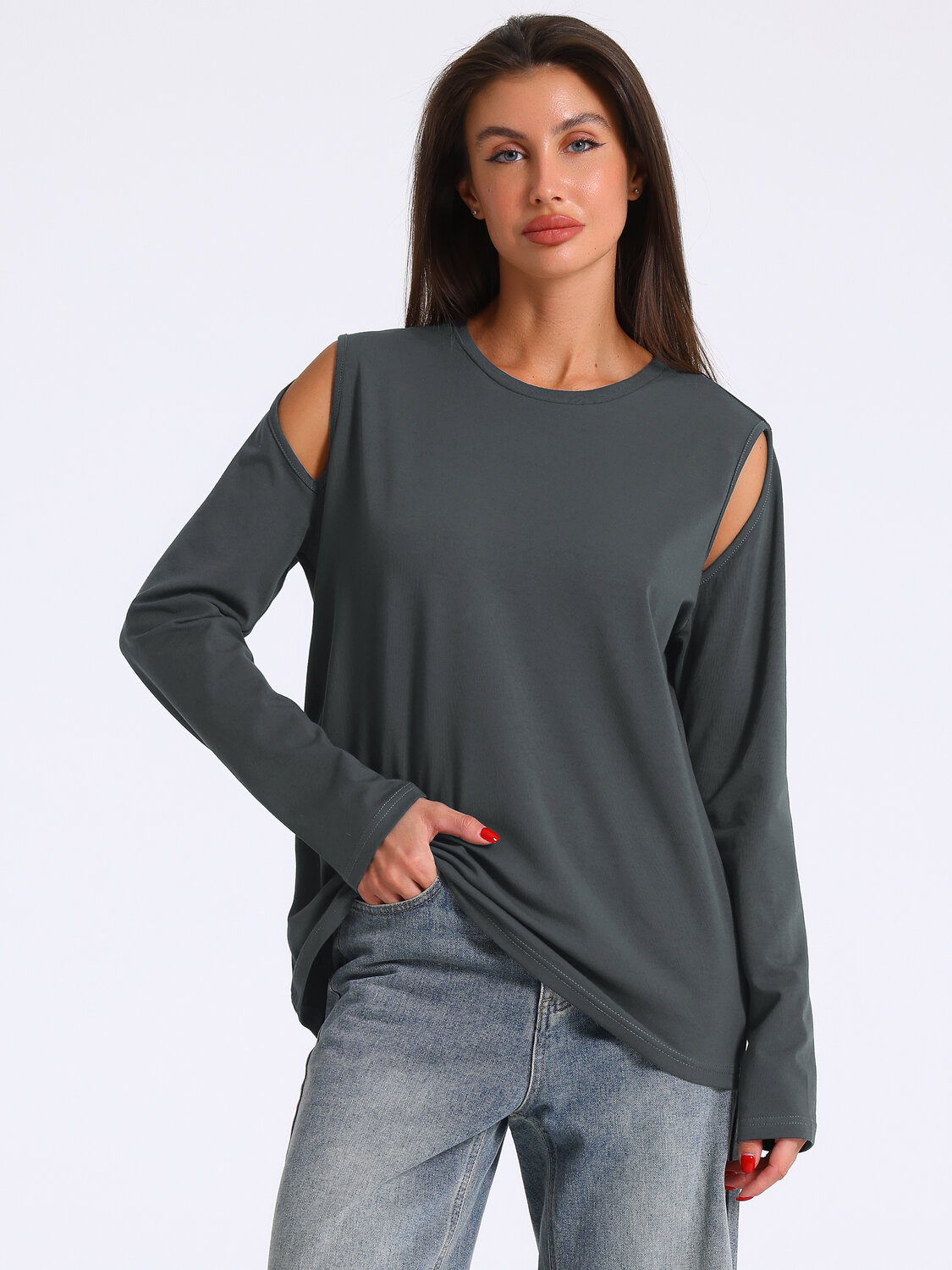 Апрель Лонгслив 577570 1ЖДЛД4305804 темно-серый