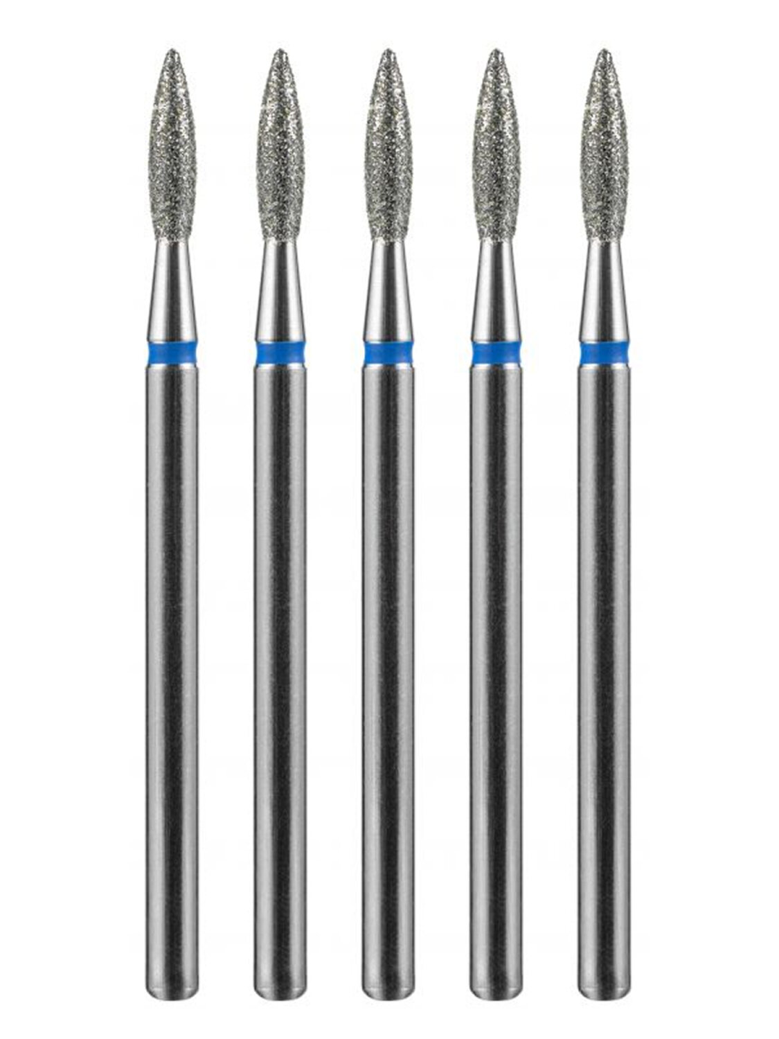 MANITA Фреза алмазная пламя острое для аппаратного маникюра 866.104.243.080.021 ФАП-2.1-8С, синяя насечка, ø 2,1 мм, 5 шт. 577580 28362 
