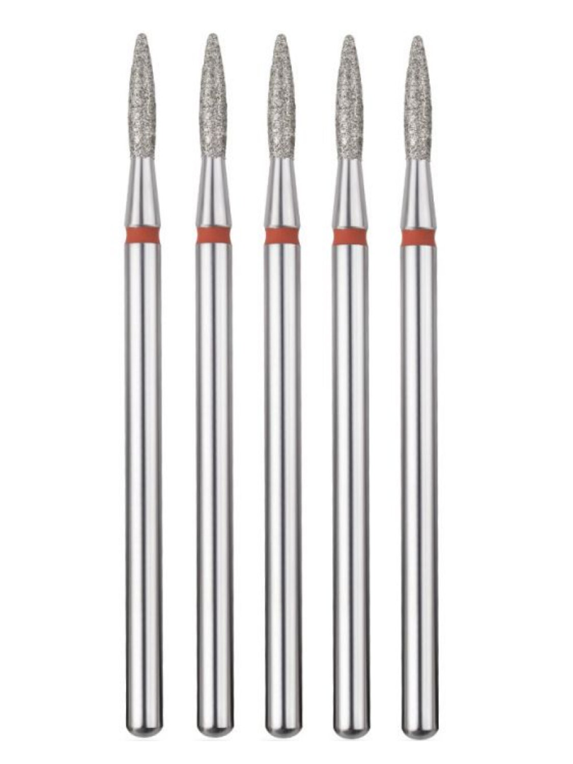 MANITA Фреза алмазная пламя острое для аппаратного маникюра 856.104.243.080.018 ФАП-1.8-8М, красная насечка, ø 1,8 мм, 5 шт. 577584 28339 