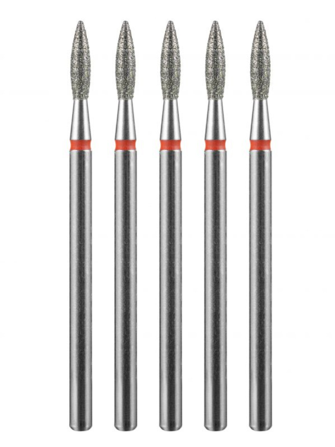 MANITA Фреза алмазная пламя острое для аппаратного маникюра 856.104.243.080.021 ФАП-2.1-8М, красная насечка, ø 2,1 мм, 5 шт. 577594 28340 