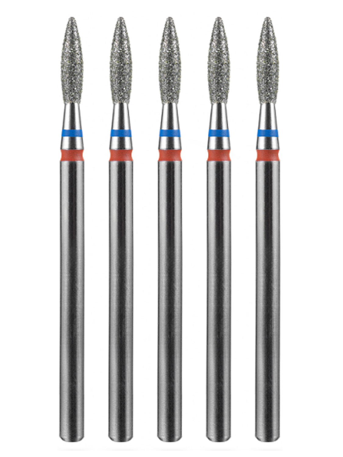 MANITA Фреза алмазная пламя острое для аппаратного маникюра 866.104.243.080.021 ФАП-2.1 8 М-С, сине-красный, 5 шт. 577596 28361 